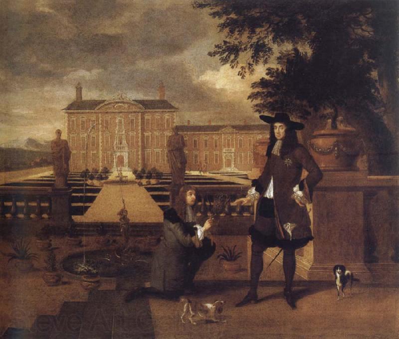 unknow artist John Rose,the royal gardener,presenting a pineapple to Charles ii before a fictitious garden Norge oil painting art